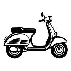 Obraz premium Retro Scooter Vector Design Ideal for Tattoo Art and Colorful Illustrations