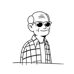 Cool Elderly Man in Sunglasses and Plaid Shirt Vector Illustration for Fun Design Projects