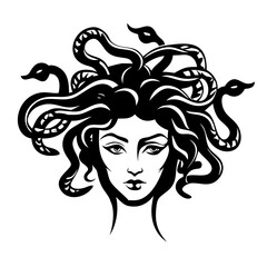 Medusa Illustration with Snakes for Tattoo Design and Fantasy Art Projects