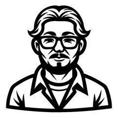 Stylized Portrait of a Man with Glasses for Graphic Design and Illustration Projects