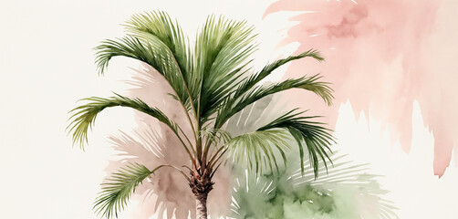 Tranquil Watercolor Palm Tree in Tropical Breeze