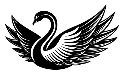 Fototapeta premium Download Elegant Swan Silhouette Vector Line Art Illustration, Vector Logo Icon, Vector Clipart, Graphic Element, Decoration Vector Resource Svg File For Design.