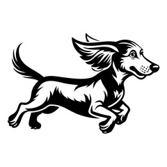 Fototapeta premium Playful Running Dog Illustration for Tattoo Designs and Coloring Books