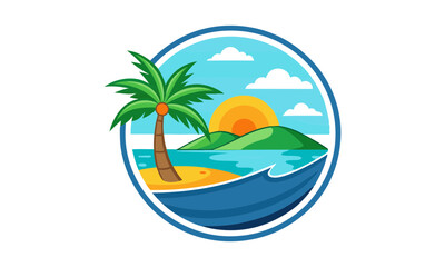Obraz premium Download Beach Side Vector Graphics Logo Icon - Vector Clipart, Graphic Element & Decoration Resource Svg File For Design.