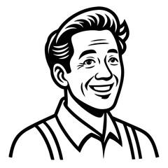 Cheerful Retro Style Portrait of a Young Man with a Friendly Smile for Vintage Design