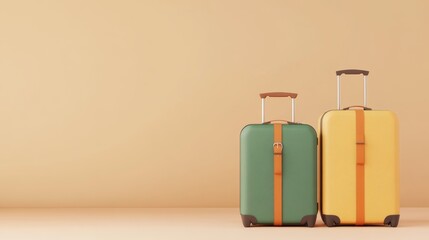 Colorful suitcases against a plain background, ideal for travel planning and packing inspiration