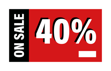 Discount offer tag badge. Sale promotion label with 40 percentage sign.