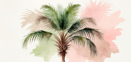 Tranquil Watercolor Palm Tree in Tropical Breeze