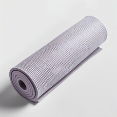 Rolled Lavender Exercise Mat with Texture Details on White Background for Fitness and Well-being