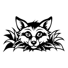 Intricate Fox Face Emerging from Foliage for Nature Inspired Designs and Illustrations