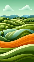 Obraz premium Rolling Green Hills Landscape.