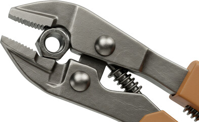 Close up of Locking Pliers Gripping a Nut Industrial Tool Metal Mechanical Repair