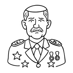 Fototapeta premium Military Officer Line Art Character Design for Tattoo and Coloring Projects