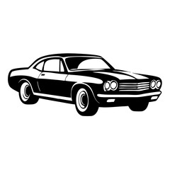 Classic Black Muscle Car Front View Vector Illustration for Graphic Design and Merchandise