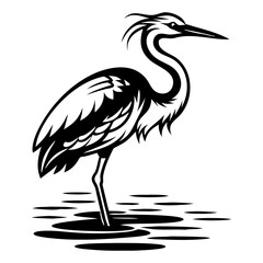 Obraz premium Elegant Stork Bird Standing in Water Vector Design for Nature Inspired Decor and Tattoos