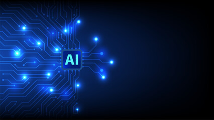 AI computer chipset technology concept on circuit board network. Modern Artificial intelligence of the future