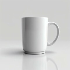 Obraz premium Minimalist White Ceramic Mug on a White Surface with Subtle Matte Finish and Soft Shadow