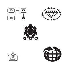 Set of 5 outline value chain and with floral value, eternity silhouette editable vector isolated