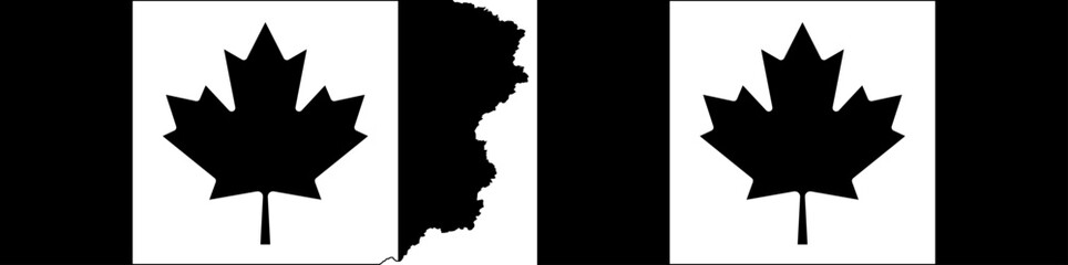 Black Canadian flags vector. Standard flag and with torn edges