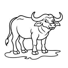 Fototapeta premium Detailed Vector Illustration of a Buffalo Perfect for Tattoo Designs and Coloring Books