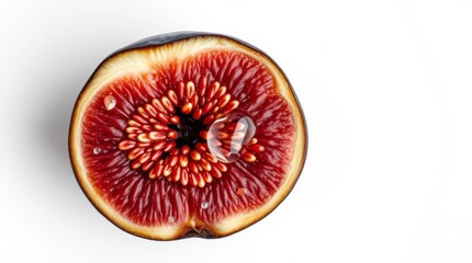 Close-Up of a Sliced Fig with Water Droplets
