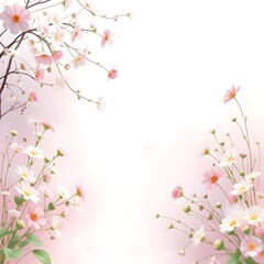 Flowers in a pastel colors on a sunset sky background