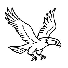 Majestic Eagle in Flight Detailed Vector Design for Tattoo and Coloring Book Illustrations