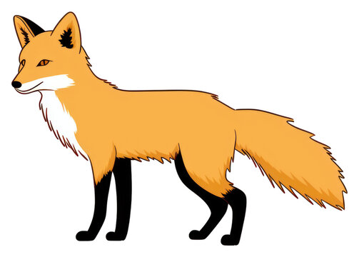 orange fox standing, black legs, white chest clip art preview