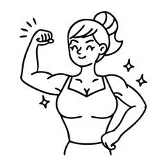 Empowered Woman Flexing Muscles Expressing Strength and Confidence for Fitness and Wellness Designs
