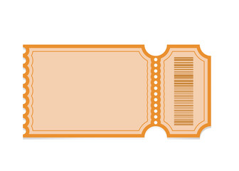 Vintage-style blank ticket with decorative orange border and barcode. Perfect for raffles, events, or retro-themed invitations. Isolated vector