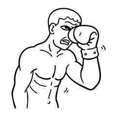 Obraz premium Muscular Boxer Punching with Intensity Illustrative Vector for Sport Graphics and Fitness Designs