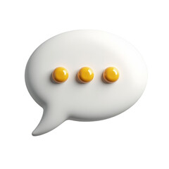 White Speech Bubble with Dots, Transparent Background. Chat, message.