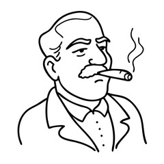 Vintage Gentleman with Cigar Illustration Perfect for Tattoo Design and Coloring Books