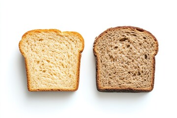 Two slices of bread, one light, one dark