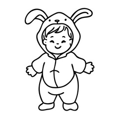 Obraz premium Adorable Baby in Bunny Costume Illustration for Kids Crafts and Coloring Activities