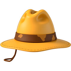 Fototapeta premium Stylish yellow safari hat with brown band. Perfect for adventure!
