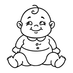 Naklejka premium Cute Baby Character Illustration for Coloring Books and Children's Crafts