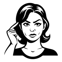 Confident Woman Thinking Gesture Vector Illustration Perfect for Graphic Design and Tattoo Art