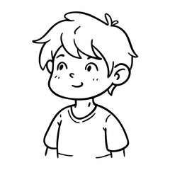 Obraz premium Cute Cartoon Boy Character with Cheerful Expression for Kids Illustration or Coloring Book