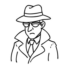 Stylized Detective Illustration with Trench Coat and Hat for Creative Design Projects