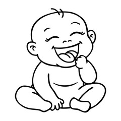 Obraz premium Happy Smiling Baby Character Vector Art Ideal for Coloring Books and Baby Shower Invitations