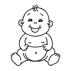 Fototapeta premium Happy Smiling Baby Character Illustration for Children's Books and Nursery Decor