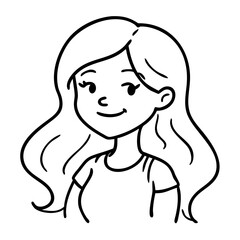 Cute Cartoon Girl Character with Long Hair for Coloring Books and Creative Projects