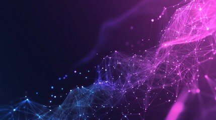 Abstract network, glowing nodes, purple background, digital technology, website header