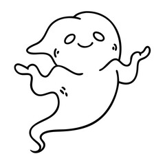 Fototapeta premium Cute Cartoon Ghost Character Ideal for Halloween Decorations and Children Coloring Activities
