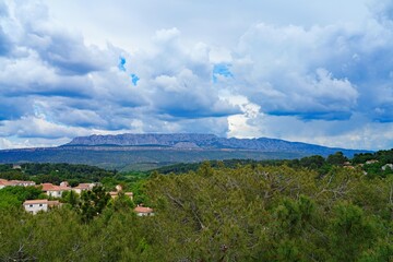 View of Fuveau, a town in the Bouches-du-Rhône department in southern France, famous for its church of St Michel and nice view of Mount Sainte-Victoire.