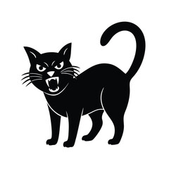 angry cat arched back vector silhouette