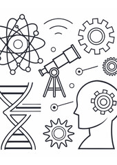 Fototapeta premium Science & Technology Icons — Minimal Line Art Collection