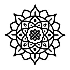 Intricate floral pattern illustration for coloring pages and artistic projects and backgrounds, mandala vector design