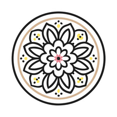 Floral circle art vector illustration with flower blossom for coloring book page and graphic art, mandala vector design